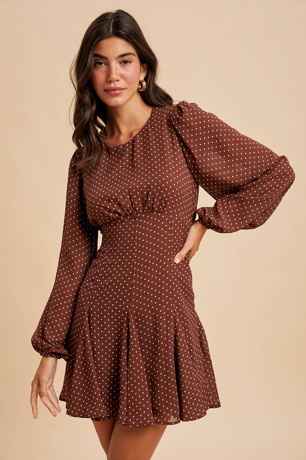 POLKA DOT FLARED MINI DRESS