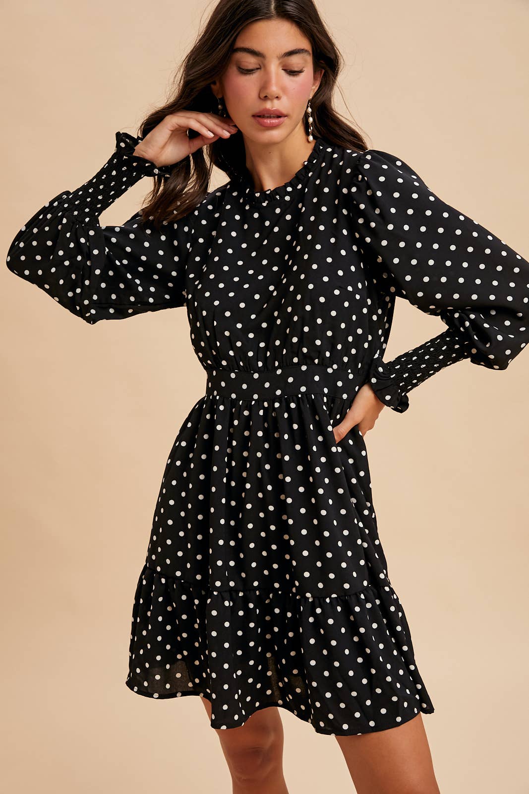 POLKA DOT RUFFLED MINI DRESS