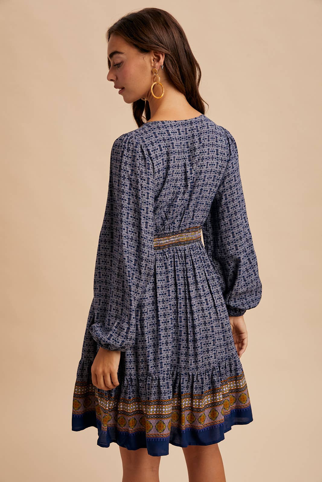 BORDER PRINT MINI DRESS