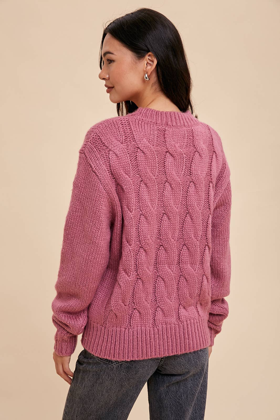 FLORAL CABLE KNIT SWEATER