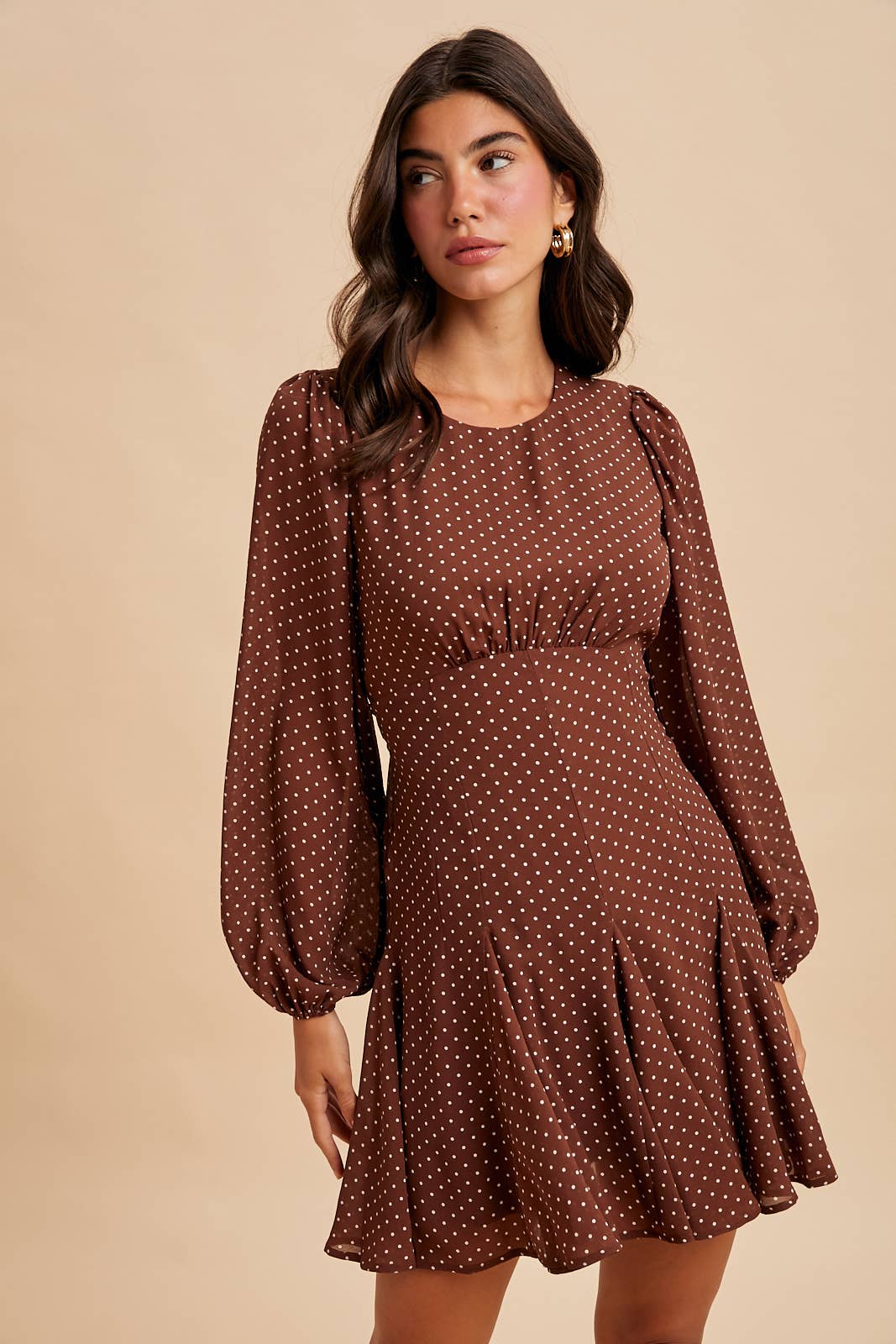 POLKA DOT FLARED MINI DRESS