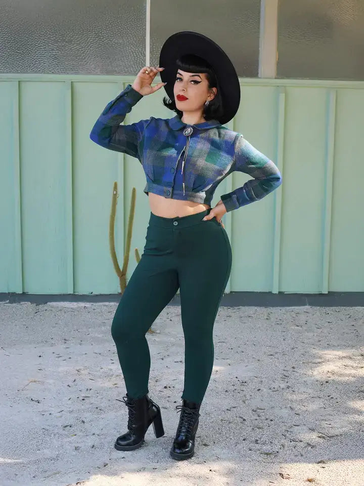 Luisa High Waisted Pants in Hunter Green