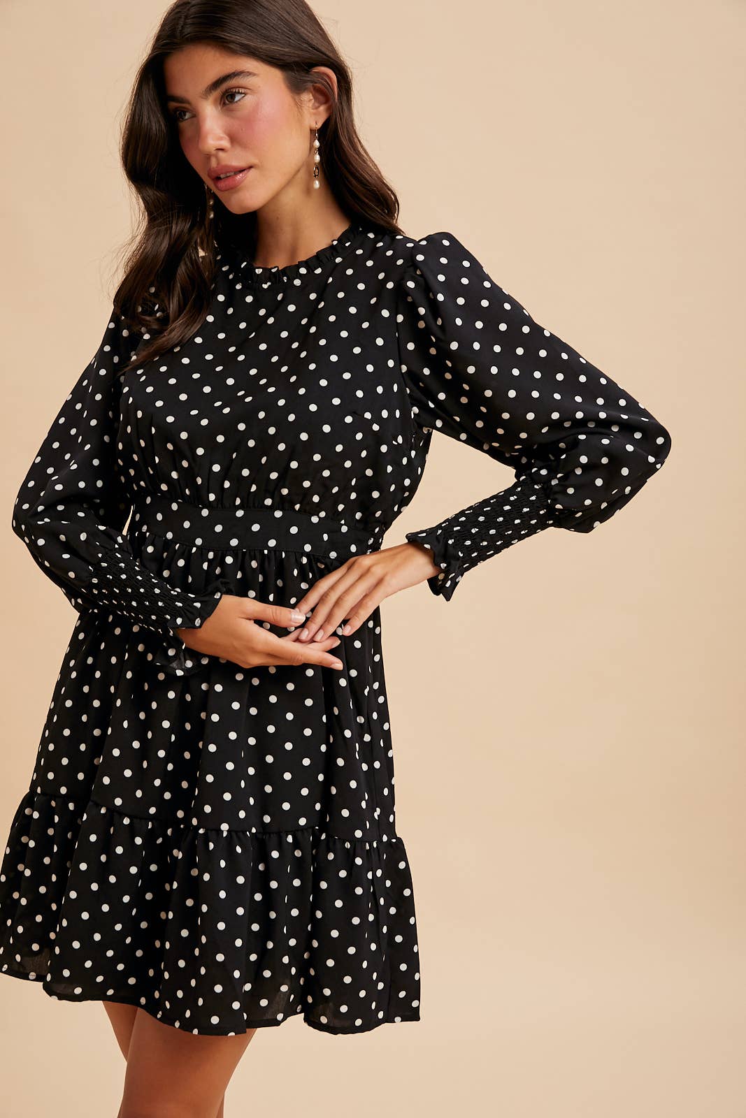 POLKA DOT RUFFLED MINI DRESS