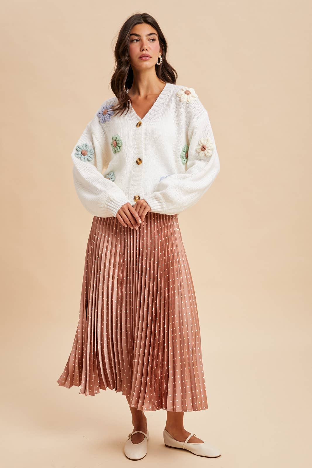 POLKA DOT PLEATED SKIRT