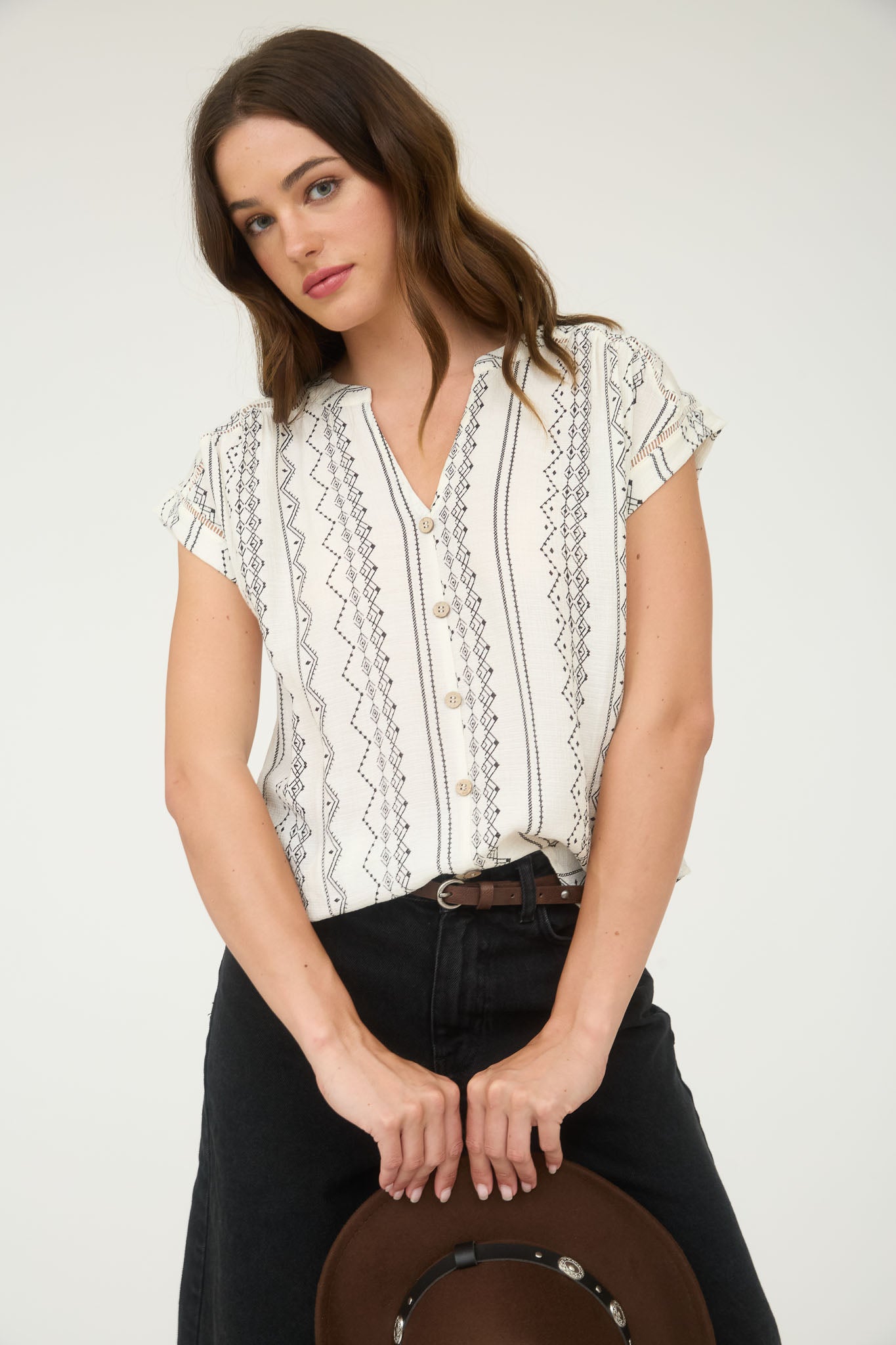 Sierra Lines Button-Down Top