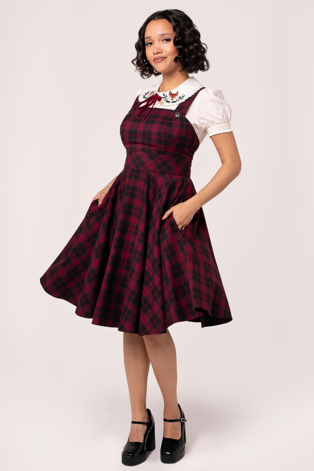 Carmina Tartan 50's Swing Pinafore Dress
