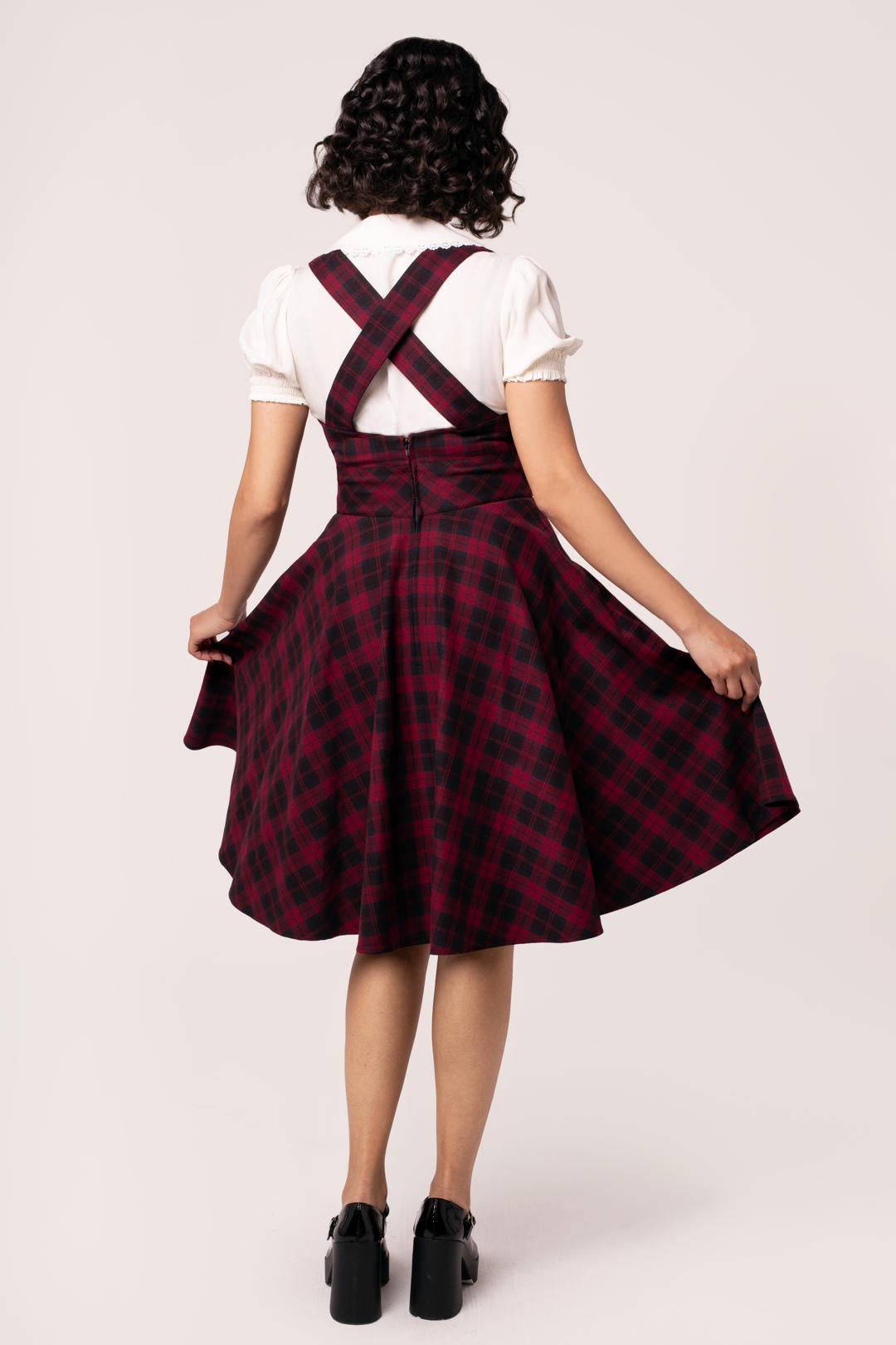 Carmina Tartan 50's Swing Pinafore Dress