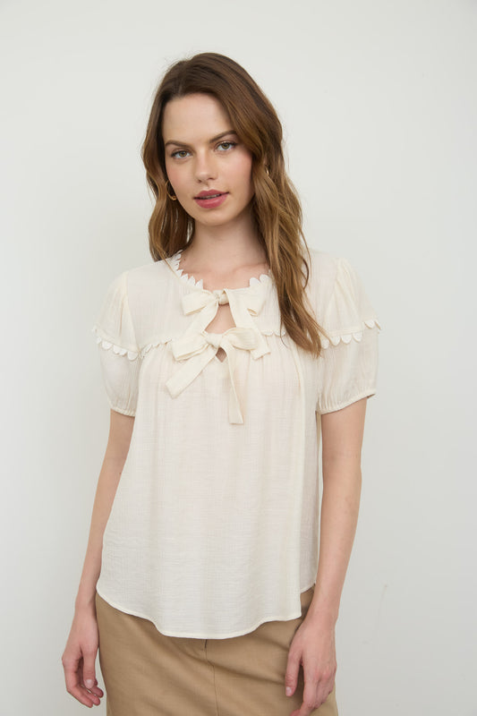 Petal Font-Tie Blouse