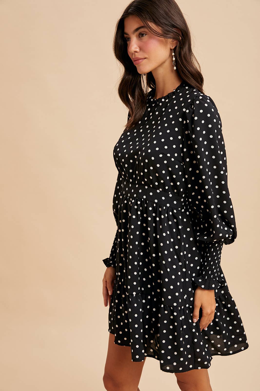 POLKA DOT RUFFLED MINI DRESS