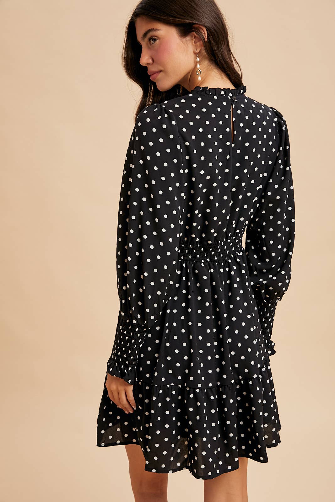 POLKA DOT RUFFLED MINI DRESS