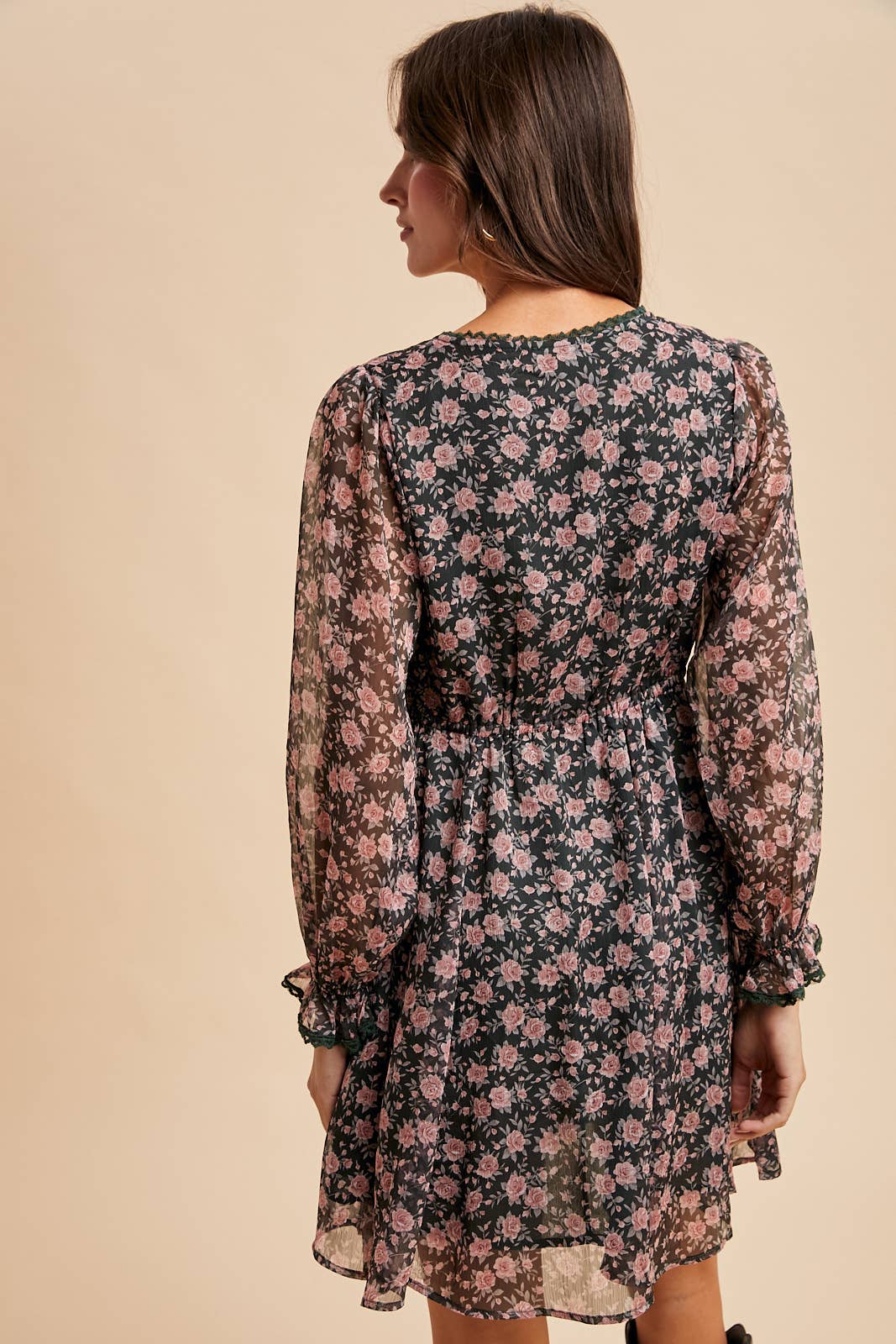 FLORAL LACE INSET MINI DRESS