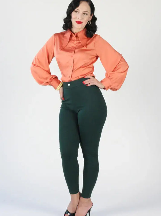 Luisa High Waisted Pants in Hunter Green