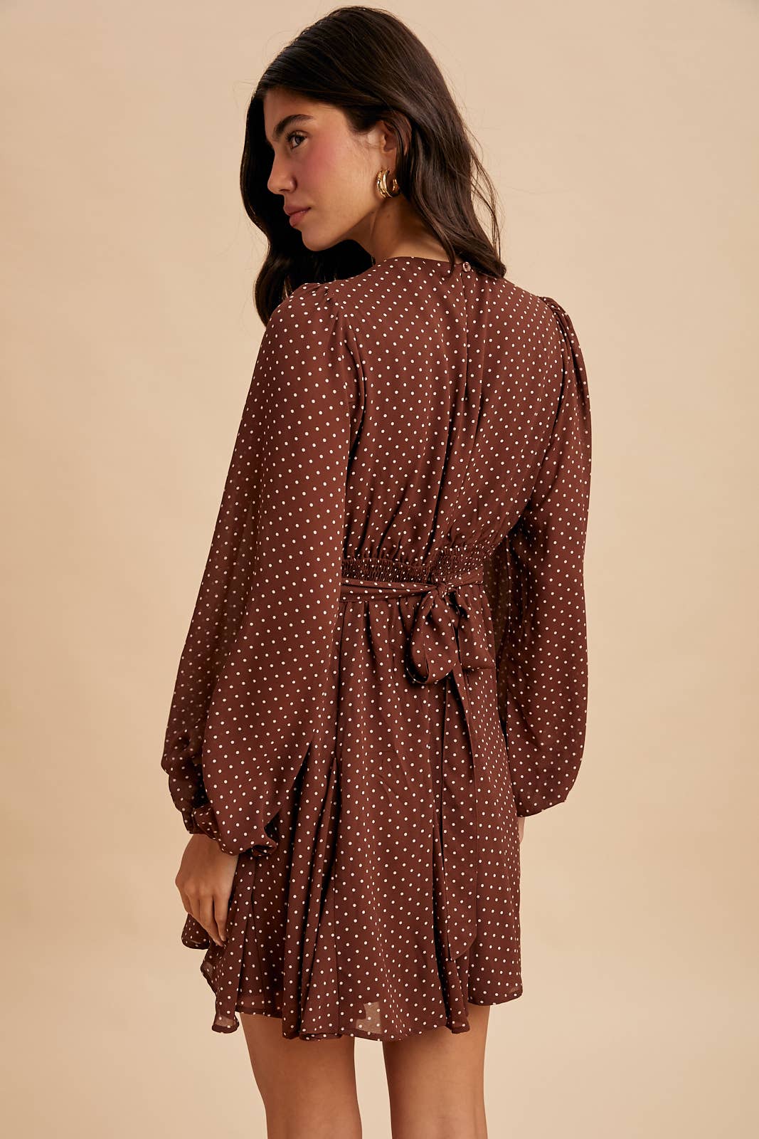 POLKA DOT FLARED MINI DRESS